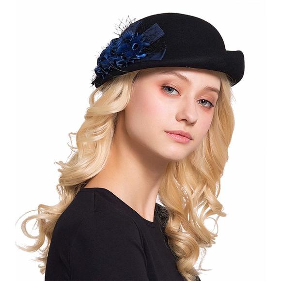 British Style Pillbox Hat Women Church Derby Wedding Winter Vintage Fascinator😄 - Picture 1 of 4